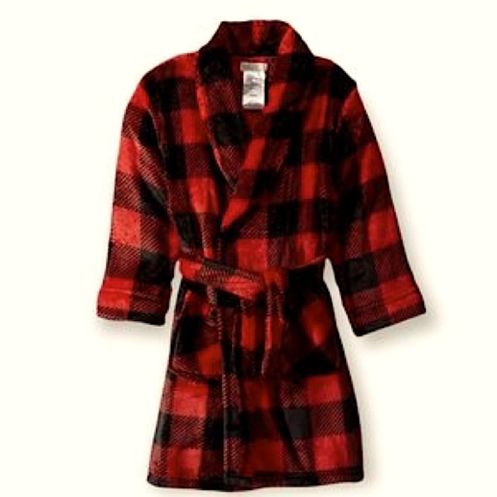 Toddlers Red Buffalo Plaid Robe.